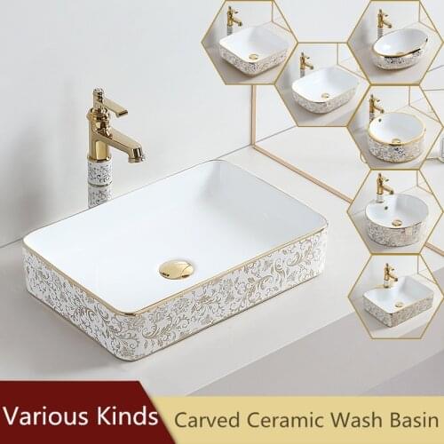Rectangle Above Counter Porcelain Bathroom Vessel Vanity Sink Ceramic Art Basin Shampoo Sinks Oval Sinks Bathroom Basin Cabinet
