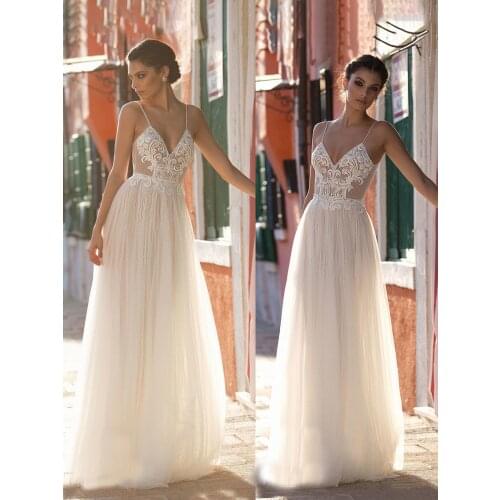 Wedding Dress Chiffon With Floor Length V-neck Sleeveless Bride Gowns Button Lace Plus Size Robes