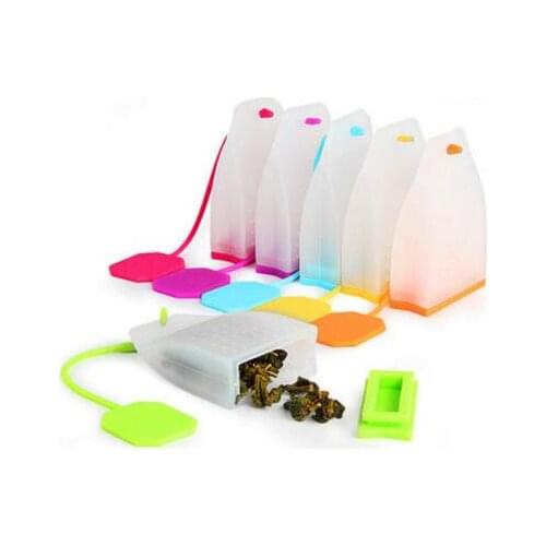 100pcs Tea Strainers Random Color Herbal Tea Infusers High Temperature Resistance Food-grade Silicone Tea Bag