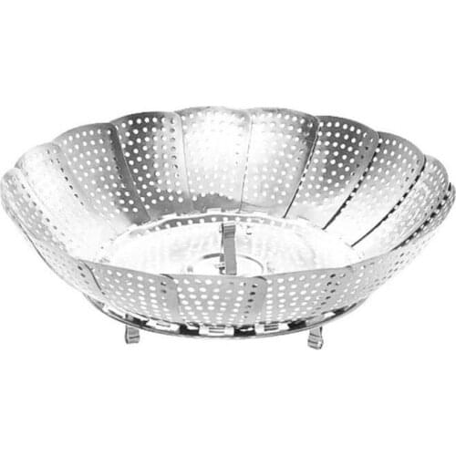 Foldable Stainless Steel Food Steaming Rack Household Vegetable Fruit Mesh Steamer Rack Cookware Plate Kitchen Tools Accessories