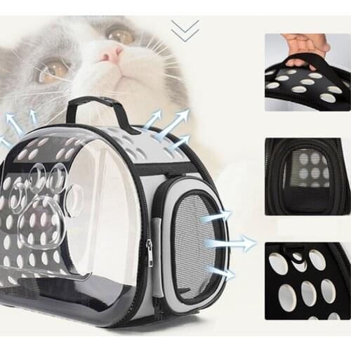 Foldable Cat Bag Breathable Portable Pet Carrier Bag Outdoor Travel Handbag for Cat Dog Transparent Space Pet Travel Carry Bag