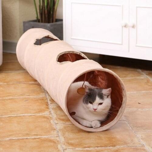 Funny Plush Cat Tunnel Toy Pet Tunnel Game Toy Cat Puppies Rabbit Funny Cat Interactive Toy Ball Folding Cat Tunnel Toy WY71404
