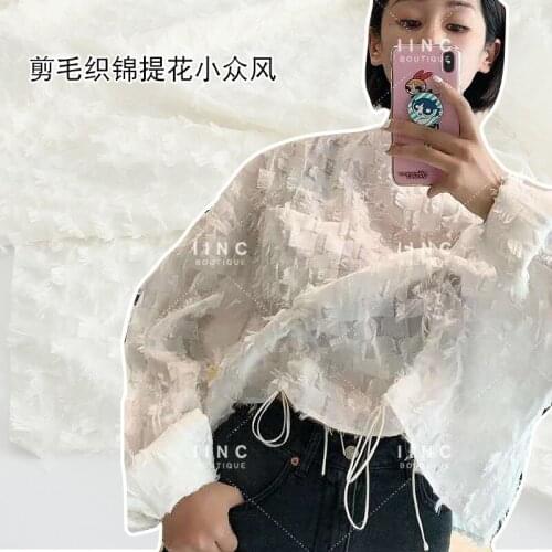 145 * 100cm Spring and Summer European and American Brand Pure White Three-dimensional Shearing Brocade Jacquard Clothing Fabric