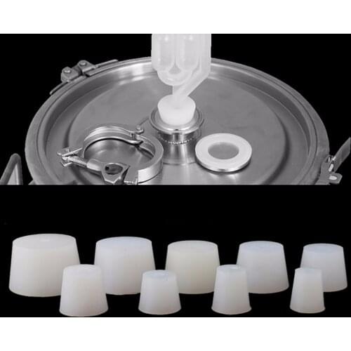 3# -14# Silicone Plug With Hole & Without Hole for Airlock Valve Bubbler Brew Wine Food Grade Silicone Rubber Stopper For Wine