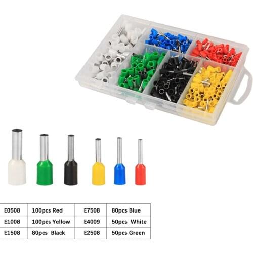 460Pcs Copper Crimp Terminal Tube Pre Insulating Terminal Ferrules Copper Crimp Wire Connectors set