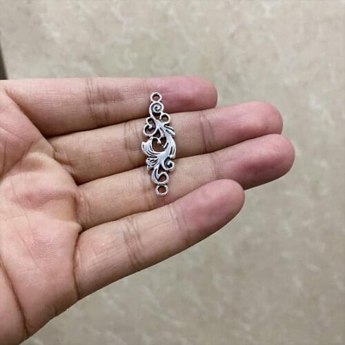 6pcs 36x11mm Vintage Connector Charms Pendants Antique Silver Color Bracelet Accessories DIY Handmade Jewelry Making Supplies