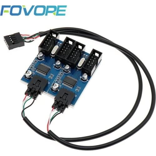 9Pin USB Header 1 To 4 Ports 9P male Extension Cable Desktop Motherboard 9-pin 1 To 4 Port Multiplier Card HUB Adapter