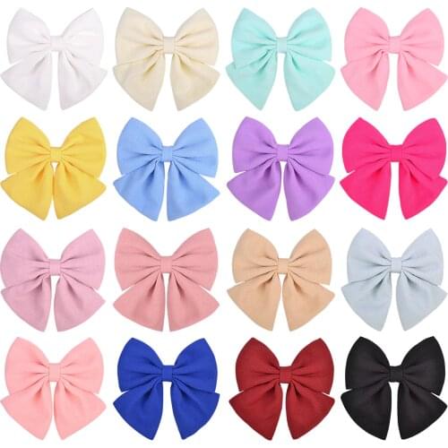 2PCS/LOT 4.3Inch Solid Grosgrain Ribbon Hair Bows Boutique Hair Clip For Girls Hairgrips New Headwear Kids Hair Accessories Gift