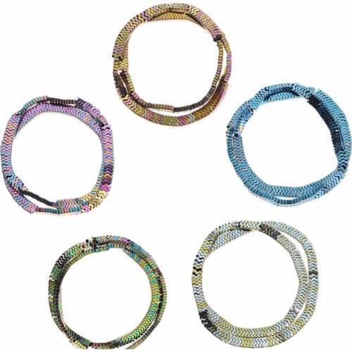 5colors Natural Stone Hematite Beads Bright Wave W shape 6mm Plated beads for DIY Necklace Bracelet Jewelry Making Accessories