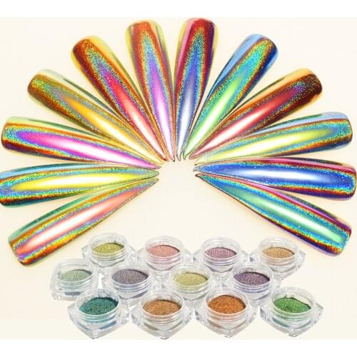 Nail art Peacock glitter powder transparent chameleon pink fireworks 3D nail manicure Gold Foil Star mirror powder MN123