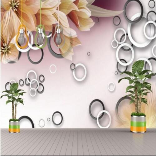 Beibehang Large custom wallpaper 3D stereo circles dream lily background living room bedroom sofa decorative painting