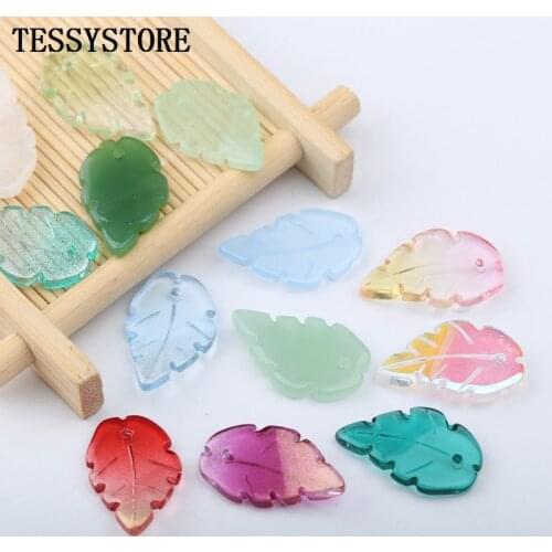 10pcs Leaf Shape Lampwork Beads Three-dimensional Shape Glass Beads For Jewelry Making Hairpin Earring Handmade DIY Accessories