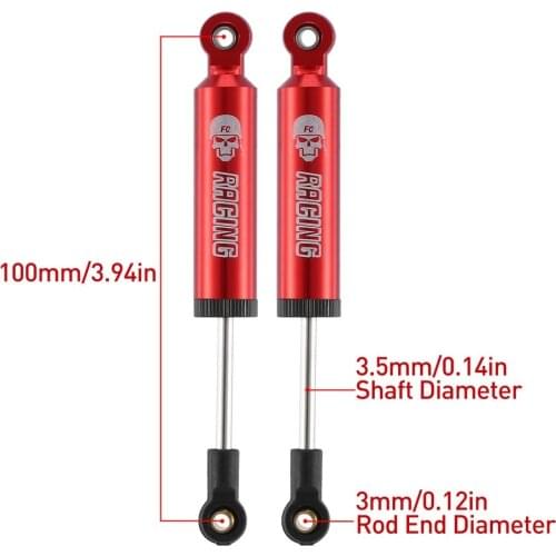 2Pcs Built-in Spring 100mm Shock Absorber Damper For 1/10 RC Crawler Axial SCX10 90046 TRX-4 RC Car Spare Parts