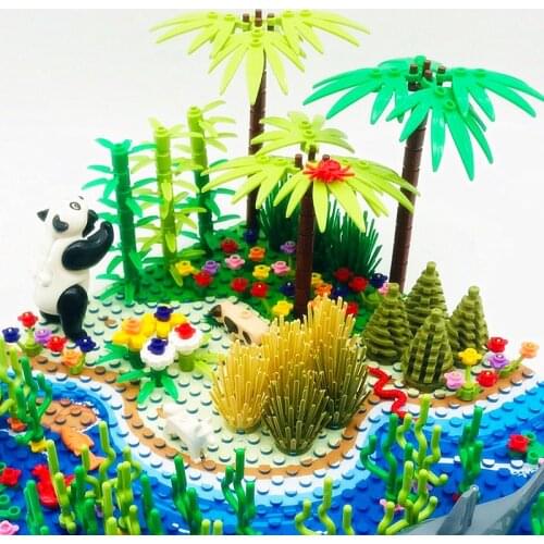 Tree Plant Accessories Parts Building Blocks Compatible Grass Bush Leaf Jungle Military City Friends MOC Brick Toys For Children