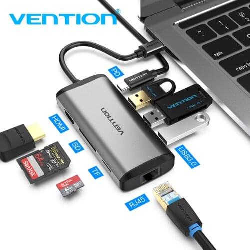 Vention USB C HUB Dock All in One Type C to Multi USB 3.0 HDMI Adapter for MacBook Pro 13 Air USB-C 3.1 Splitter Port Type-C Hub
