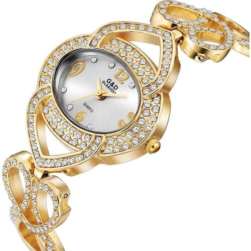 AliExpress Shipping Brand New Fashion G&D Brand Rose Gold Steel Watches Women ladies casual dress quartz wristwatch reloj mujer