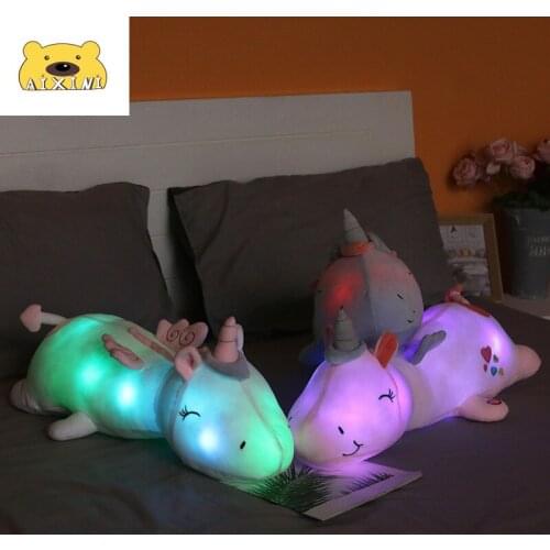 Unicorn Pillow Glowing LED Light Unicorn Plush Toy Lovely Luminous Unicorn Cute Pillow Animal Stuffed Toys for Children Kid Gift