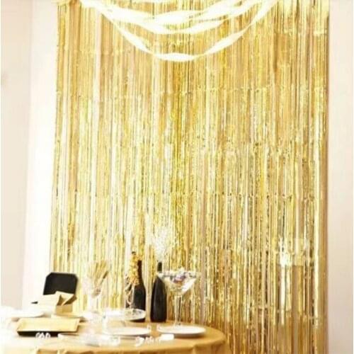 Bachelorette Party Backdrop Curtains Glitter Gold Tinsel Fringe Foil Curtain Birthday Wedding Decoration Adult Anniversary Decor