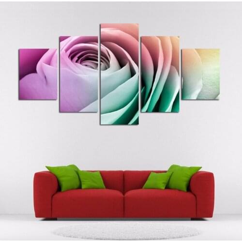 Canvas Wall Art Pictures Unframed Kitchen Restaurant Decor 5 Pieces Colorful Rose Bud Flower Living Room HD Printed Poster Paint