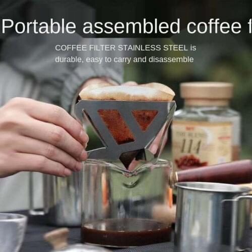 Coffee Drip Rack outdoor camping portable stainless steel folding funnel filter cup stove coffee grounds filter