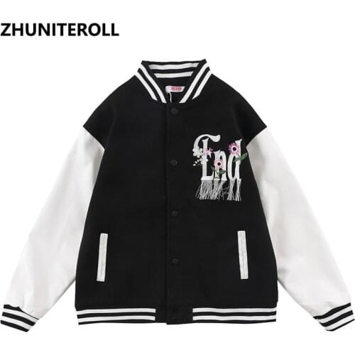 Embroidery Letter Harajuku Tassel Button Patchwork Jacket Men Bomber Fashion Baseball Coats Streetwear High Street Tops Clothing