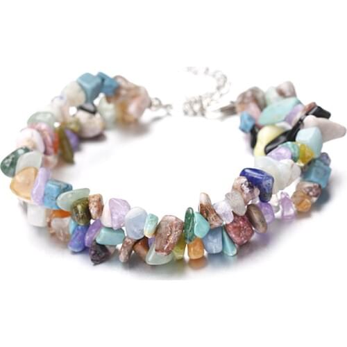 Fashion Natural Crushed Stone Charm Bracelet For Women Men Crystal Luxury Beaded Bangles Accessories