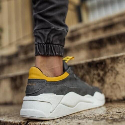 Knack Sneakers Men 'S Shoes 606 Gray Yellow Seasonal Sport Lace-Up Spring Summer 2021 Fashion Orthopedic Casual Base Inner Lining Cotton