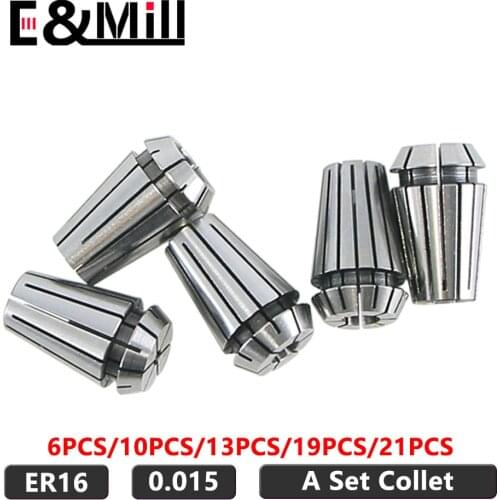 A Set ER16 1-10MM 1/2mm 1/4mm 1/8mm ER Spring Collet Chuck Precision 0.015 Collet For CNC Engraving Machine Lathe Mill Tool NUT