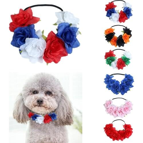 New Handmade Halloween Floral Collar for Cat Dog Party Collars Flower Design Cute Pet Festival Necklace Hair Accessories