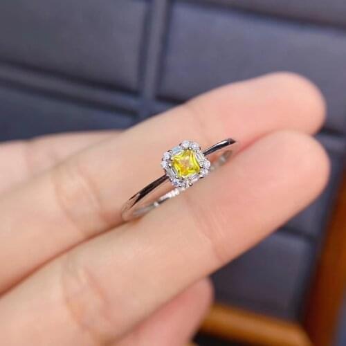 Fine Jewelry 925 Sterling Silver Natural Yellow Sapphire New Female Ring Popular Support Test Hot Selling