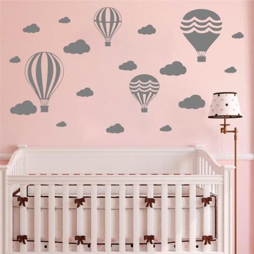 New White Clouds Hot Air Balloon Wall Sticker For Kids Rooms Art Background Wall Stickers Home Decor Living Room ZW169-1