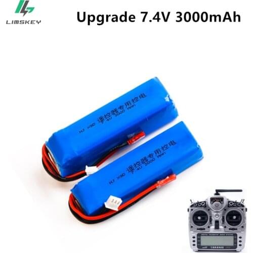 Upgrade 3000mAh 7.4V Rechargeable Lipo Battery for Frsky Taranis X9D Plus Transmitter 2S 7.4V Lipo Battery Toy Accessories 2pcs