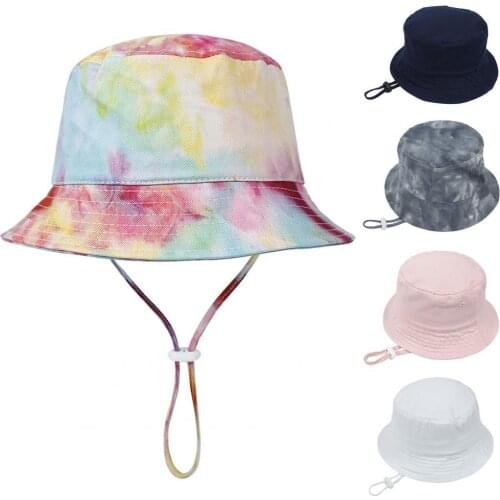 Adjustable Summer Baby Fisherman Cap Wide Brim Sun Protection Cotton Children Unisex Beach Girls Bucket Hat for Outdoor