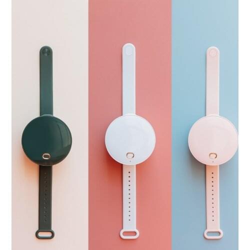 Portable Wrist Fan Mirror Leafless USB Rechargeable 3 Speed Adjustable Air Cooler Handheld for Travel Home Office Use