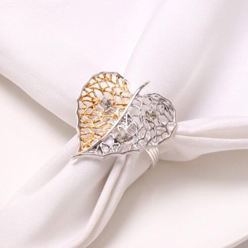 Napkin Flower Ring Rose Valentines Day Green Leaf Flower Napkin Buckle Folding Cloth Ring