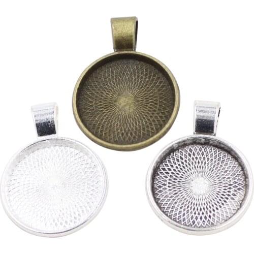 ZHUBI 5pcs/lot Glass Round Cabochon Base Sterling Silver Plated 20mm DIY Making Necklaces Making Findings Blanks Pendant Base