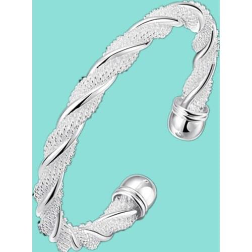 925 Sterling Silver Fashion Jewelry Christmas Gifts Fashion Jewelry Twisted Web Silver Bangle