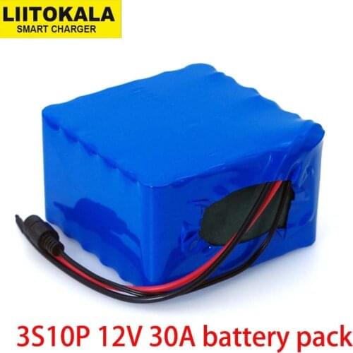LiitoKala 12V 30Ah 3S12P 11.1V 12.6V High-power Lithium Battery Pack for Inverter Xenon Lamp Solar Street Light Sightseeing Car