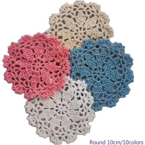 Vintage cotton round placemat cup coaster mug kitchen Christmas table place mat cloth lace Crochet tea coffee doily dining pad