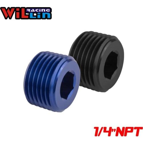 WILLIN - 2pcs/pack 1/4" NPT Pipe Thread NPT Socket Plug NPT Pipe Plug Aluminum Anodized Blue/Black WL932-04