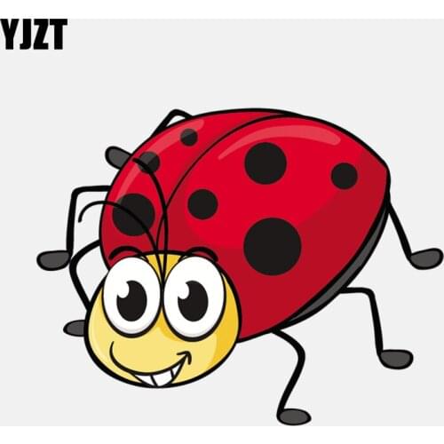 YJZT 16.4CM*12.4CM Funny Evil Smile Ladybug Car Sticker PVC Decal 11-00853