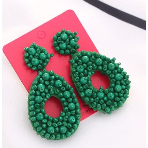 Sehuoran Statement Earrings For Women Bohemian Large Beads Fringed Boho Drop Earrings Pendant Fashion Jewelry Wedding Party Gift