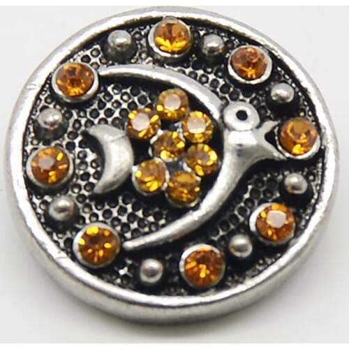 Fish Pattern Gold Rhinestone Snap Button Bracelet Beads Jewelry