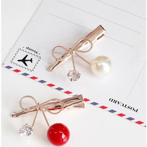 1pcs Women Hairpin Fruits pearl Hairpins Mini Duckbill Hair Clips Girls Barrette Hair decoration Styling Rose gold Headwear