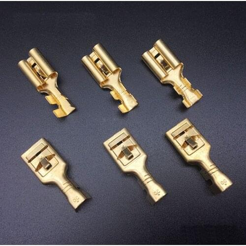 10pcs/lot Terminal 9.5 plu g spring insert cold-press terminal 9.5 mm copper thickening spring terminals