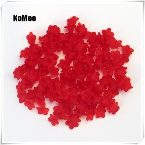Free Shipping 1000PCS Red Lily Flower Frosted Acrylic Beads 10x4mm For Jewelry Making Wholesale