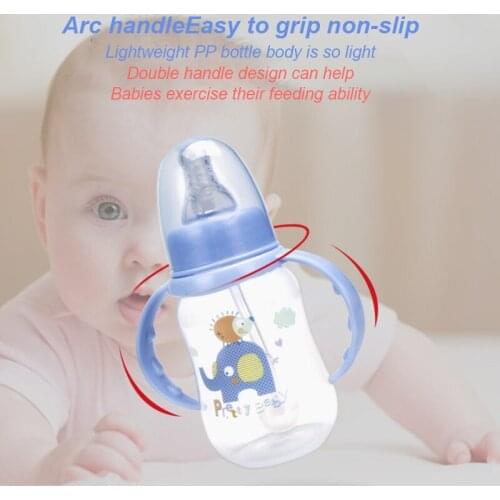 150ml Newborn Baby Bottle With Curved Handle Anti-drop PP Material Cross-hole Pacifier 360-degree Straw Kids Feeding Bottles