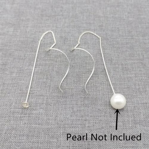 2prs of 925 Sterling Silver Wave Earring Threader Cup Peg for Half Drilled Pearl