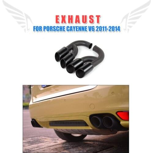 2pcs/set Stainless Steel Aut Car Black Exhaust Tips Muffler Tail Ends Tip Fit for Porsche Cayenne V6 2011-2014