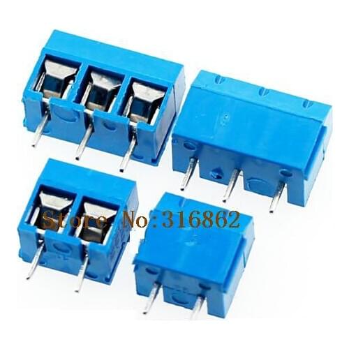 20PCS/Lot KF301-3P 2P KF301-5.0-3P 2P KF301 Screw 3Pin 5.0mm Straight Pin PCB Screw Block Blue